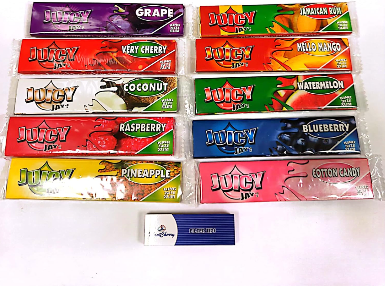 24 Juicy Jay King Size Flavoured Slim Rolling Paper - Full Box