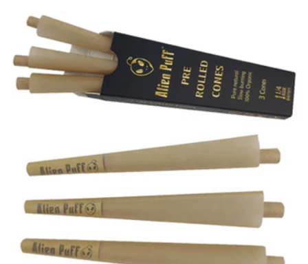 72 Alien Puff Black & Gold 1 1/4 Size Pre-Rolled Cones