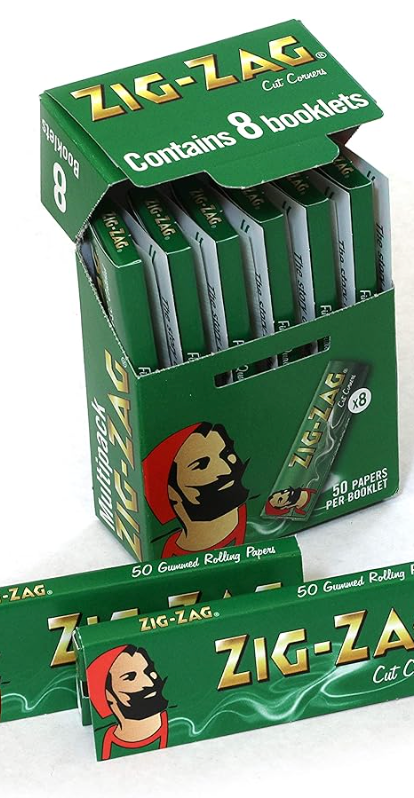 8 Booklet Zig-Zag Green Regular Rolling Papers - Pack Of 10