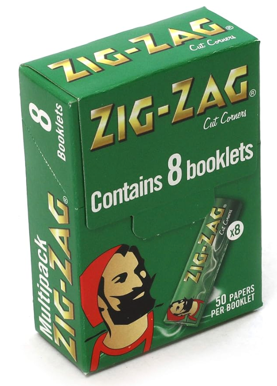 8 Booklet Zig-Zag Green Regular Rolling Papers - Pack Of 10