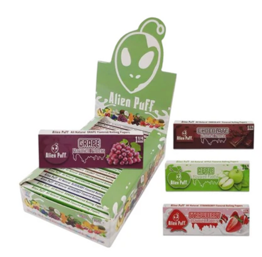 Alien Puff 1.25 Size Mixed Fruit Flavour Rolling Papers 20 Booklets