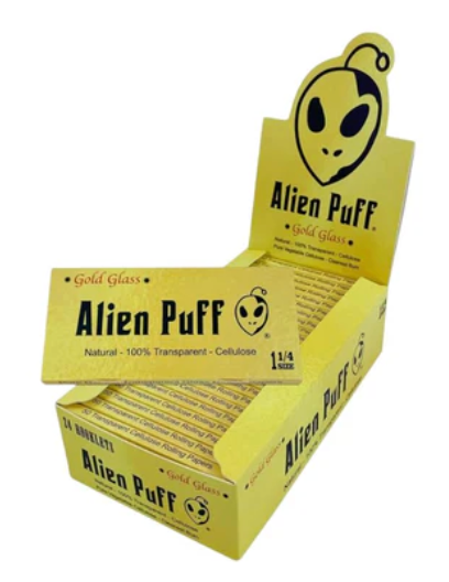 Alien Puff 1.25 Size Transparent Glass Papers Pack 24 Booklets