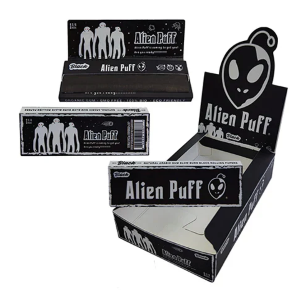Alien Puff 1 1/4 Size Black Rolling Papers 25 Booklets