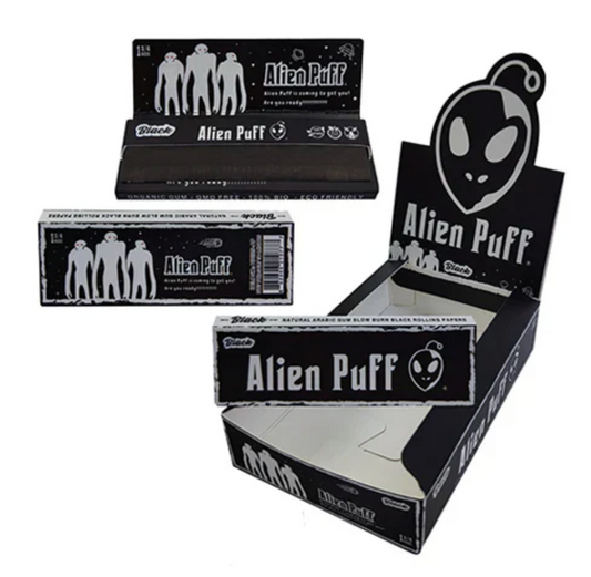 Alien Puff 1 1/4 Size Black Rolling Papers 25 Booklets
