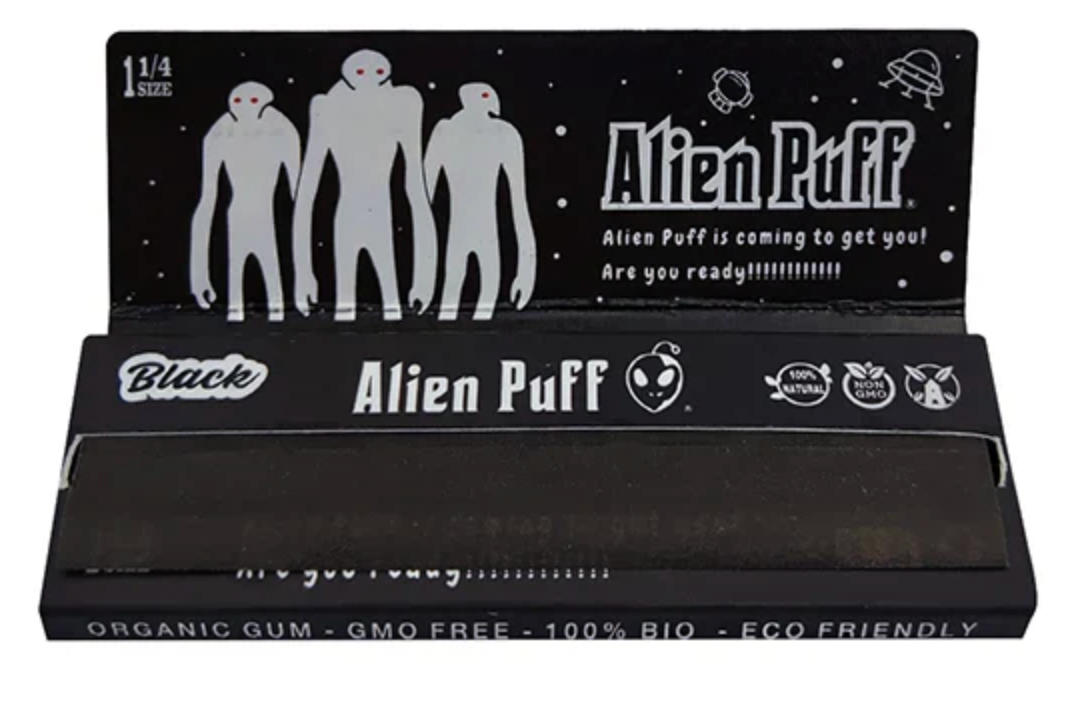 Alien Puff 1 1/4 Size Black Rolling Papers 25 Booklets