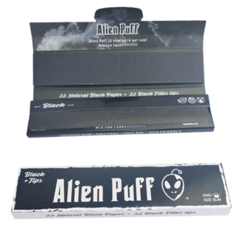 33 Alien Puff King Size Black Rolling Papers With Tips