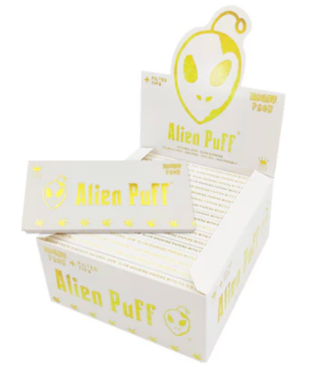33 Alien Puff White & Gold King Size Unbleached Brown Rolling Papers