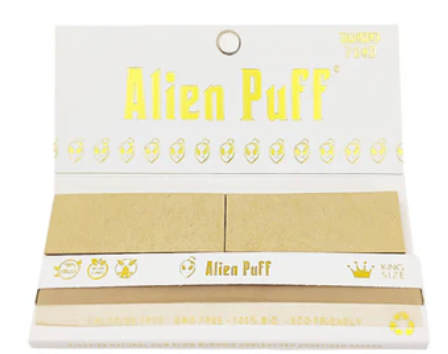 33 Alien Puff White & Gold King Size Unbleached Brown Rolling Papers
