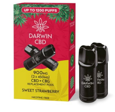 900mg Darwin CBD Prefilled Replacement Pods 1200 Puffs - 2 Pcs