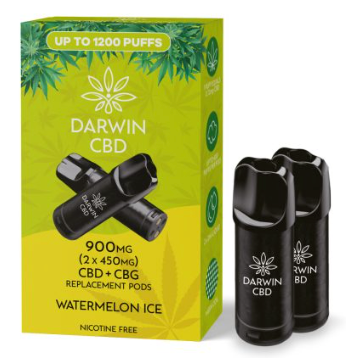 900mg Darwin CBD Prefilled Replacement Pods 1200 Puffs - 2 Pcs