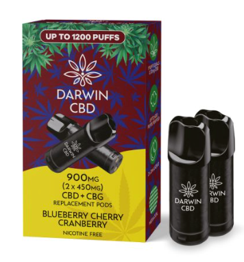 900mg Darwin CBD Prefilled Replacement Pods 1200 Puffs - 2 Pcs