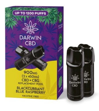 900mg Darwin CBD Prefilled Replacement Pods 1200 Puffs - 2 Pcs