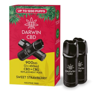 900mg Darwin CBD Prefilled Replacement Pods 1200 Puffs - 2 Pcs