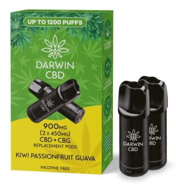 900mg Darwin CBD Prefilled Replacement Pods 1200 Puffs - 2 Pcs