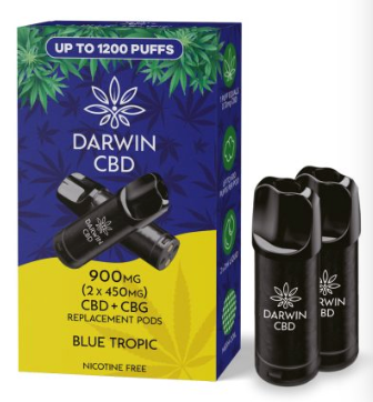 900mg Darwin CBD Prefilled Replacement Pods 1200 Puffs - 2 Pcs
