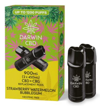 900mg Darwin CBD Prefilled Replacement Pods 1200 Puffs - 2 Pcs