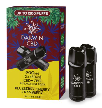 900mg Darwin CBD Prefilled Replacement Pods 1200 Puffs - 2 Pcs