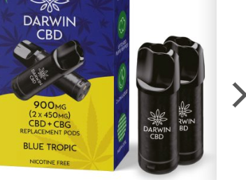 900mg Darwin CBD Prefilled Replacement Pods 1200 Puffs - 2 Pcs