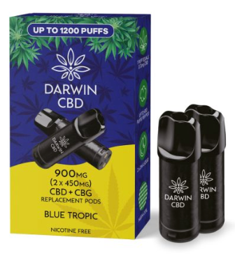 900mg Darwin CBD Prefilled Replacement Pods 1200 Puffs - 2 Pcs