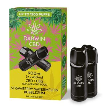 900mg Darwin CBD Prefilled Replacement Pods 1200 Puffs - 2 Pcs