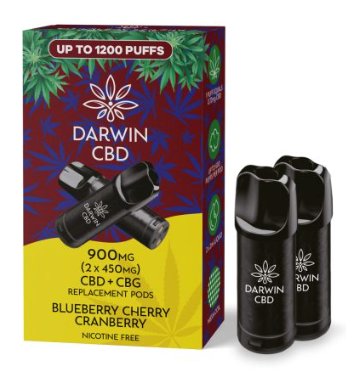 900mg Darwin CBD Prefilled Replacement Pods 1200 Puffs - 2 Pcs